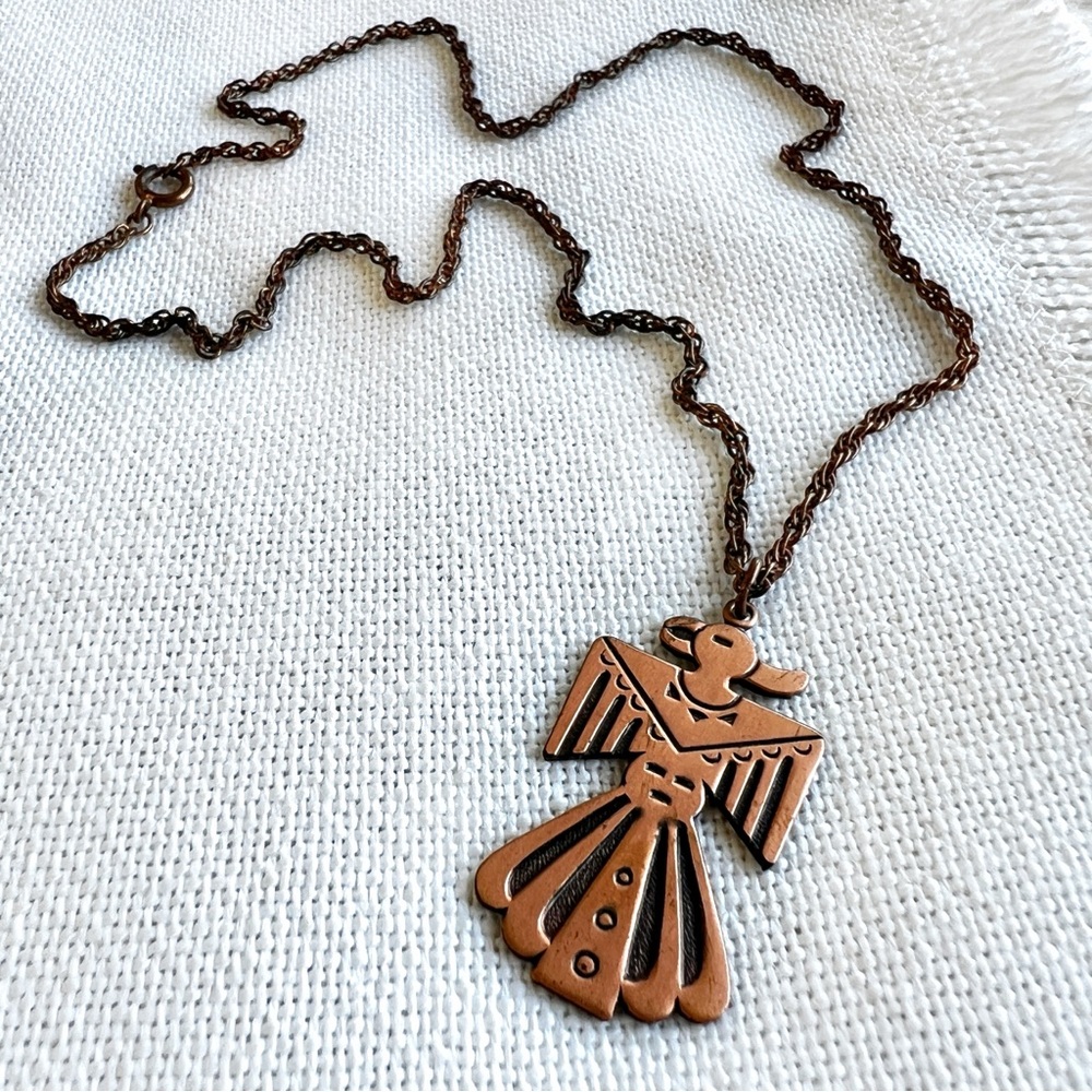 1960s 1970s THUNDERBIRD Fred Harvey Era Copper Unisex Vintage Necklace